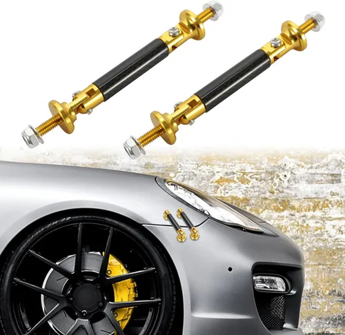 TOMALL 2 piezas 45mm de fibra de carbono dorado para coche, varillas ajustables universales para parachoques delantero/trasero, soporte de divisor