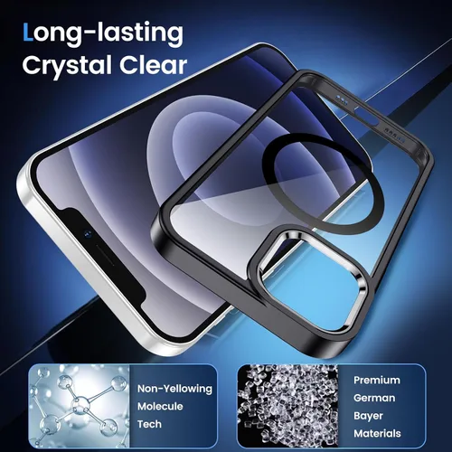 Miniatura 5 de Funda magnética para iPhone 12 y iPhone 12 Pro transparente, [compatible con Magsafe de 12 pies a prueba de golpes] [No amarillenta] Funda delgada