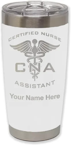 Miniatura 29 de LaserGram Vaso aislado al vacío de 20 onzas, asistente de enfermera certificada por CNA, grabado personalizado incluido (negro)