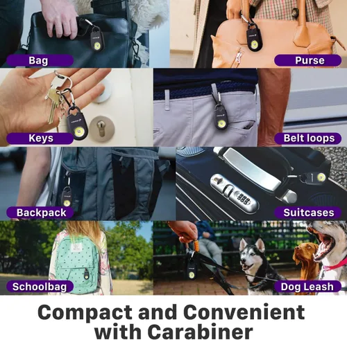 Miniatura 6 de Fosmon Alarma personal para mujeres (paquete de 2), llavero de protección de autodefensa, sirena de sonido de seguridad de 125 dB con luz