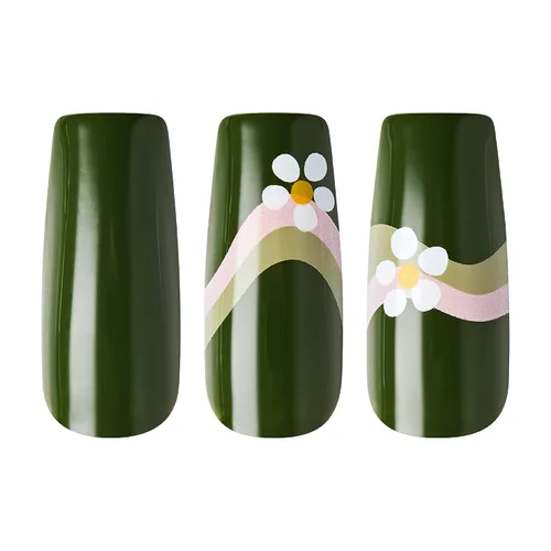 Miniatura 5 de Gold Finger - Kit de uñas postizas de cobertura completa con pegamento, diseño moderno, gel listo para usar, uñas medianas, largas y extralargas