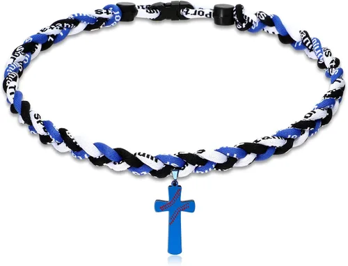 Miniatura 6 de Glenmal Collar de béisbol para niños, de acero inoxidable, dije de titanio, trenzado, deportivo, regalo de béisbol para hombres y niños, 20 pulgadas