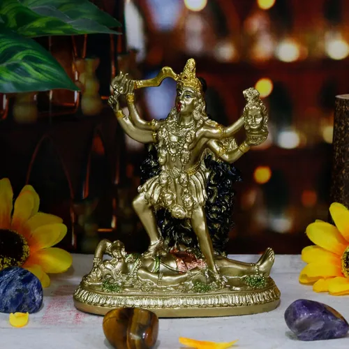 Miniatura 5 de BangBangDa Escultura de estatua de la diosa hindú Kali, ídolo antiguo decorativo de dios indio, figura de la diosa india del tiempo y la muerte