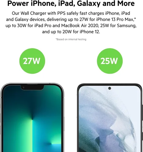 Miniatura 2 de Belkin Bloque de cargador USB C de 30 W, entrega de energía USB-C, carga súper rápida PPS - Samsung Galaxy S25, Apple iPhone 17, Air, Pro Max, iPad