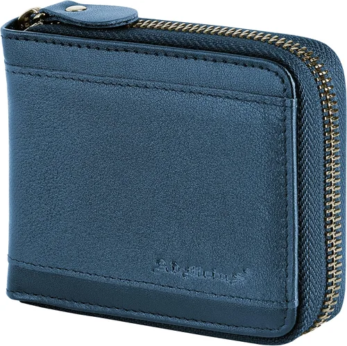 Miniatura 24 de Admetus Billeteras con bloqueo RFID para hombre, billetera de cuero con cremallera para hombres con tarjetero RFID plegable