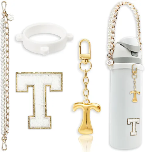 Miniatura 84 de Letter Handle Strap Accessories with Cute Initial Charm Compatible with Owala Water Bottle 24oz 32oz 40oz Owala Kids Púrpura
