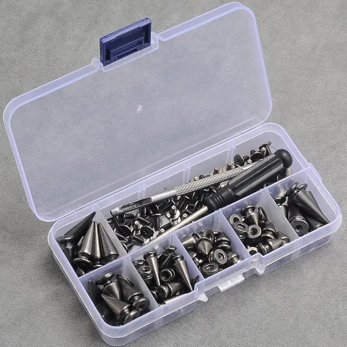 Miniatura 4 de YORANYO 70 juegos de clavos y tachuelas de formas mixtas de varios tamaños, tachuelas de árbol de bala y remaches para cuero, artesanía, ropa