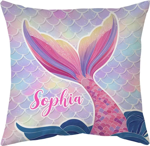 Miniatura 16 de Hyturtle Bonita almohada de sirena personalizada (inserto incluido) – Regalos para niñas, mujeres, niños – Regalos de cumpleaños para amantes