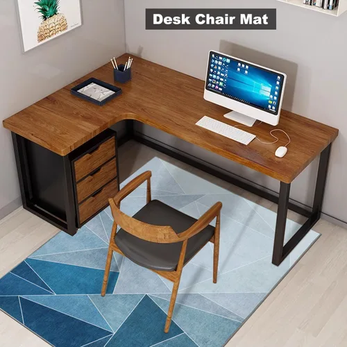 Miniatura 4 de Tapete para silla de oficina para suelo de madera dura, 48 x 60 pulgadas, tapete de oficina con ruedas de alta calidad premium, tapete Gris azulado