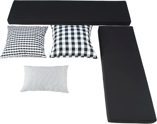 Linon Harris Negro Juego de 2 piezas de cojín de rincón con 3 almohadas de acento coordinadas por Linon - Solo se ajusta a la colección Harris Nook