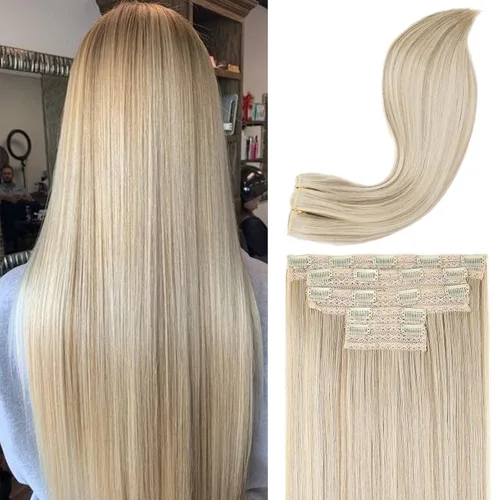Miniatura 13 de REECHO Extensiones de cabello con pinzas, extensiones de cabello grueso y largo, extensiones de cabello sintético ligero para mujer, 24 pulgadas a