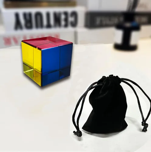 Cubo de colores mezclados con soporte de exhibición pulido de diamante, juguetes científicos y educativos, magníficos juguetes de física Juguete de