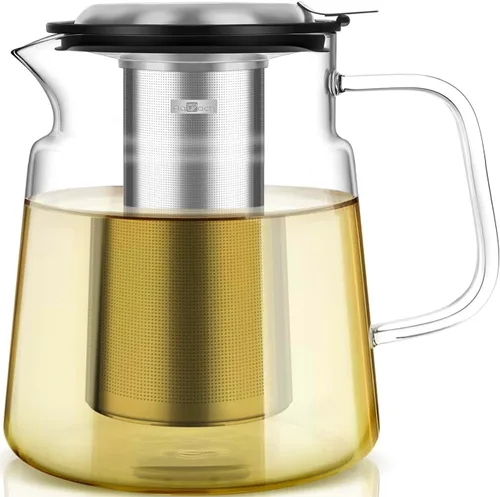 Miniatura 7 de Aquach Tetera de vidrio de 51 onzas con infusor extraíble de acero inoxidable, apta para estufa y lavavajillas, ideal para preparar té suelto