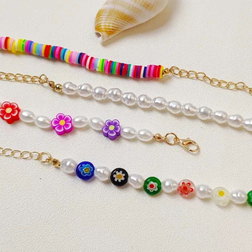 Miniatura 2 de Collares largos de perlas para mujeres y hombres, multicapa de perlas de imitación de color blanco crema