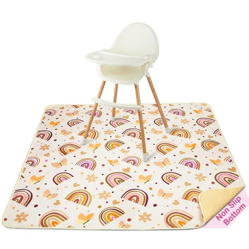 Miniatura 20 de Basumee Alfombrilla de salpicaduras para silla de bebé, impermeable, tapete de juego para debajo de la silla alta, tapete para atrapar alimentos