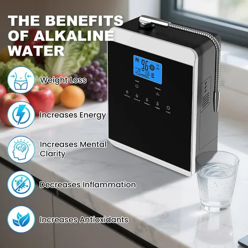 Miniatura 5 de Máquina ionizadora de agua alcalina para el hogar, 11 placas de titanio, máquina de agua alcalina, purificador de agua ácido pH 4-10.5, filtro