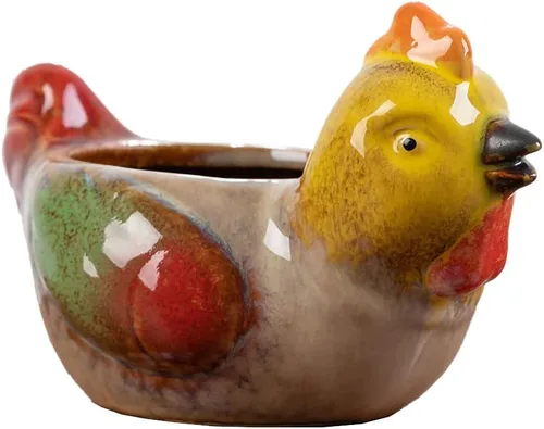 WAIT FLY Linda maceta de cerámica con diseño de animales suculentos - Gallina
