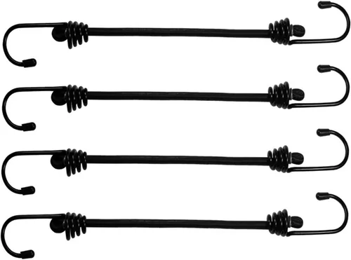 Miniatura 9 de 20 cuerdas elásticas de 6.5 pulgadas con ganchos, sin olor, alta elasticidad, mini cuerdas elásticas para asegurar lonas, equipaje, tiendas