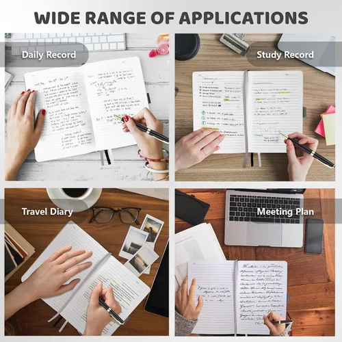 Miniatura 4 de Cuaderno Ejecutivo con Líneas, 256 Páginas, Rayado Universitario, Tapa Dura de Cuero A5, Bolígrafo Incluido, con Bolsillo para Notas; Cuadernos