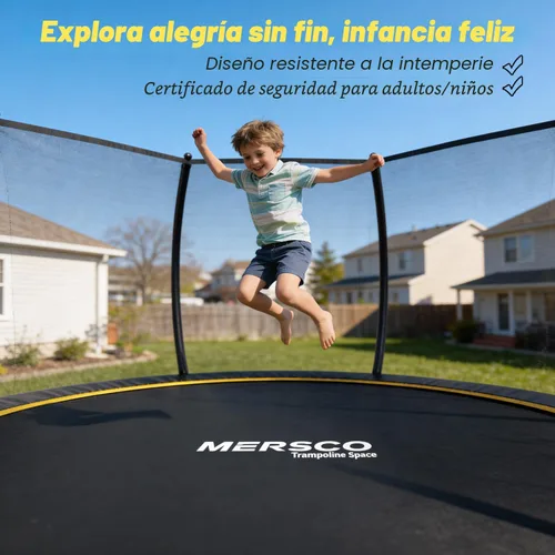 Miniatura 2 de Mersco Trampolín para exteriores de 10 pies, 12 pies, 14 pies, con recinto y escalera, cama elástica recreativa aprobada por ASTM para niños