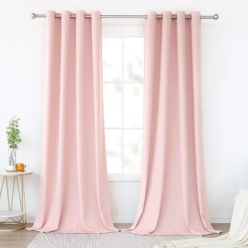 Miniatura 34 de KEQIAOSUOCAI Cortinas rosa bebé de 63 pulgadas para habitación de niñas - Con aislamiento térmico que oscurece la habitación, cortinas de ventana