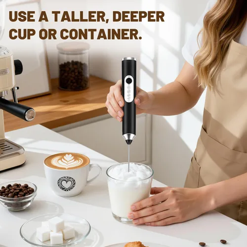 Miniatura 6 de Espumador de leche de mano + soporte recargable de 2000 mAh, espumador eléctrico con 2 batidores de acero inoxidable, mezclador de bebidas de 3
