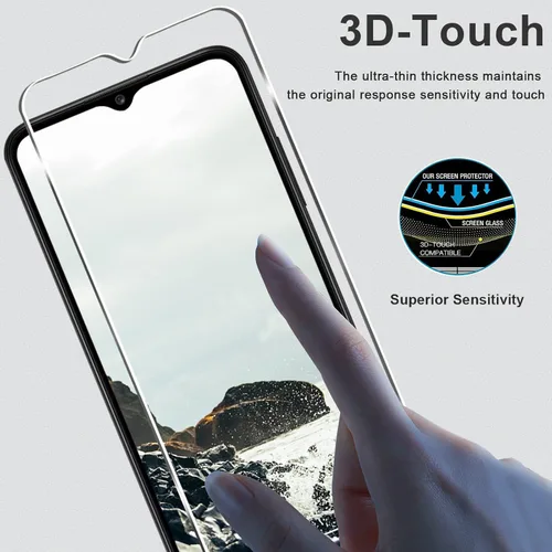 Miniatura 6 de Paquete de 3 + 3 protectores de pantalla para Galaxy A03s + protector de lente de cámara, dureza 9H, resistente a los arañazos, fácil instalación