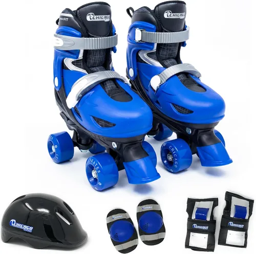 Chicago Roller Skates for Girls & Boys with Protective Gear – Helmet, Knee Pads & Wrist Guards – Durable Top Performance Indoor/Outdoor Use, Safety