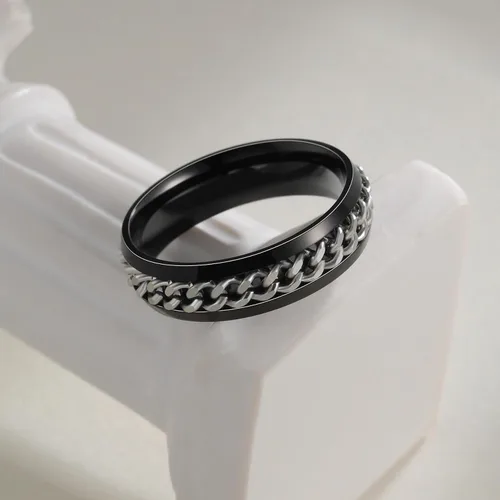 Miniatura 30 de Anillos giratorios para la ansiedad para hombre, anillos clásicos de cadena para mujeres y adultos, anillo de acero de titanio