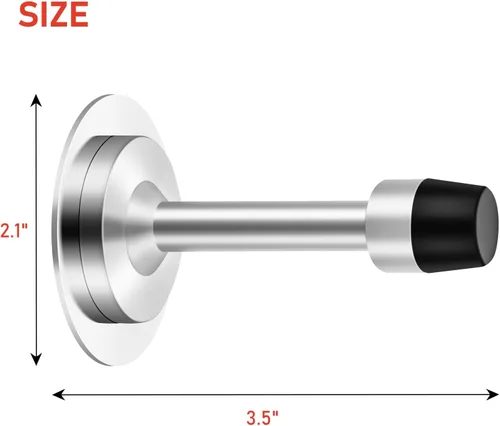 Miniatura 2 de Paquete de 4 topes de puerta de 3.5 pulgadas, autoadhesivos, sin taladro, para parte inferior de la puerta con punta de parachoques de goma, topes