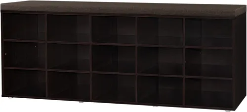 Miniatura 11 de DINZI LVJ Banco de almacenamiento de zapatos con cojín, estante de cubículos con 12 cubículos, estantes ajustables, banco organizador multifuncional