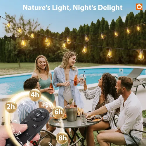 Miniatura 9 de addlon Luces de Cadena Solares de 104 Pies (98 Pies + 6) para Exteriores Impermeables con Puerto USB y Control Remoto Luces Solares para Patio