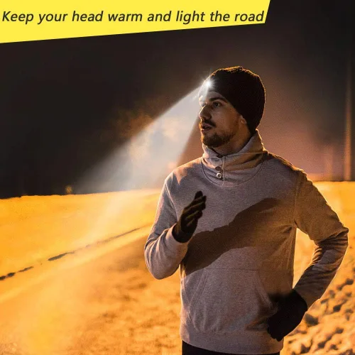 Miniatura 10 de CENSGO Gorro unisex con luz LED recargable por USB, regalos para papá, padre, hombres, marido, cálido gorro de punto