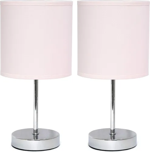 Miniatura 8 de Simple Designs LT2007-HPK-LB Lámpara de mesa básica cromada para sala de estar, mesita de noche, escritorio, encimera, rosa intenso, con bombilla
