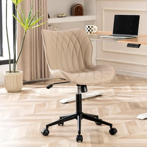 Miniatura 7 de YOUNUOKE Silla de escritorio sin brazos, cómoda silla de oficina con ruedas, silla ergonómica para el hogar, sillas ajustables para computadora