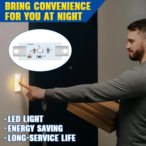 Miniatura 5 de Saillong 2 botones de timbre iluminados, botón pulsador de timbre con cable, timbre de repuesto montado en la pared de garaje con luz LED compatible