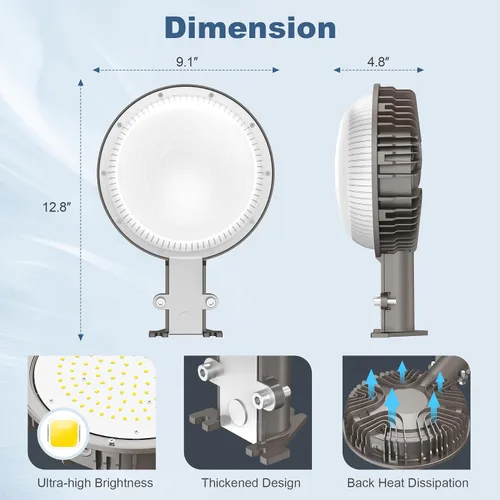 Miniatura 6 de KUKUPPO Luz LED de granero con certificación ETL, 120 W, luz de atardecer a amanecer, 5000 K, luz diurna, 14400 lm, IP65, impermeable, luces