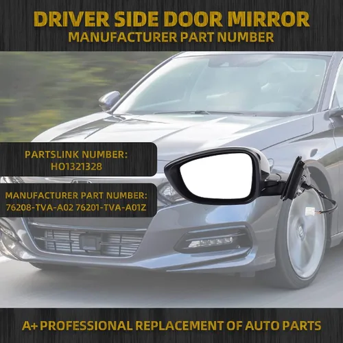 Miniatura 2 de Dasbecan Espejo para puerta lateral izquierda del conductor compatible con Honda Accord LX Sport 1.5T 2018-2025 Power No calentado Pintura