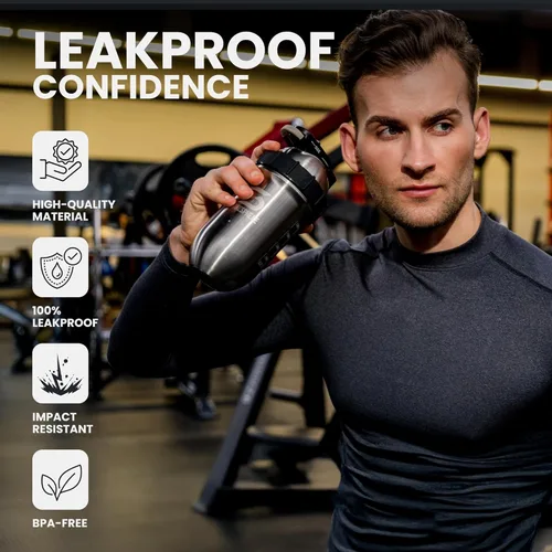Miniatura 3 de SHAKESPHERE Botella agitadora de acero inoxidable – Botella mezcladora de proteínas aislada de 24 onzas para bebidas calientes y frías, ideal