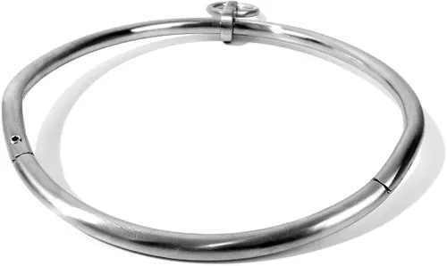Miniatura 4 de Cuffstore Gargantilla de acero inoxidable con cierre de 14 pulgadas con anillo, Acero inoxidable satinado, no conocido