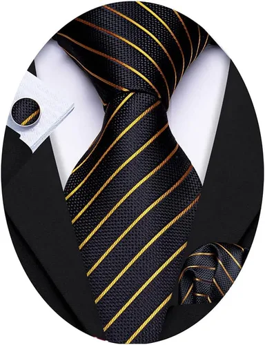 Miniatura 35 de Barry.Wang Juego de corbatas para hombre, corbata de seda a rayas, tejido a cuadros, gemelos formales, negocios, boda