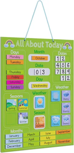 Miniatura 7 de Navaris Calendario magnético para niños, aprendizaje de los primeros años, clima, fecha, mes, día, tabla educativa de temporada para niños, tablero