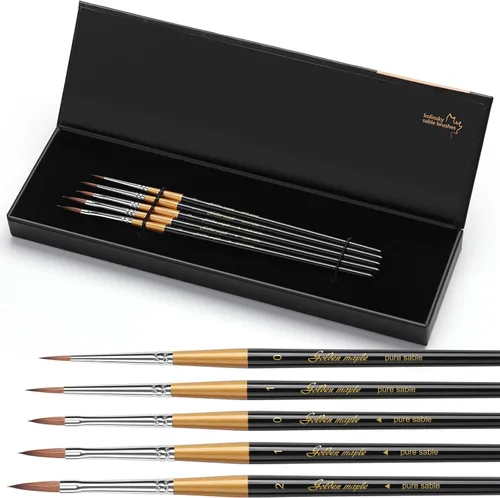 Miniatura 7 de Pinceles de Pintura en Miniatura Kolinsky Sable - Golden Maple Professional Pincel de Punta Ultrafina para Miniatura, Pintura de Modelos y Detalles