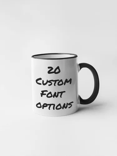 Miniatura 2 de Tazas personalizadas con palabras personalizadas, texto o nombres, borde negro y asa, taza de café de 11 onzas, tazas de café personalizables