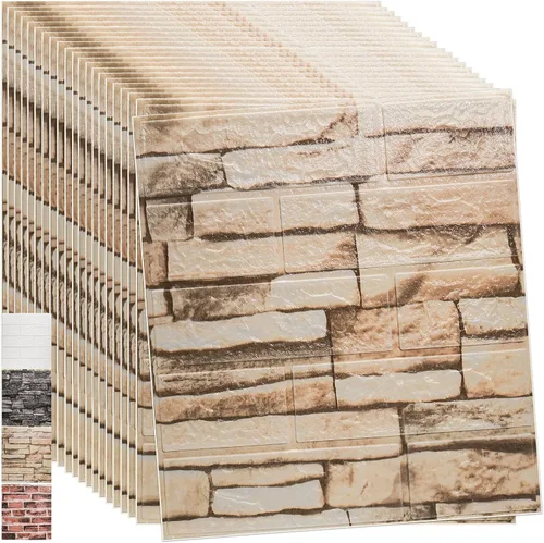 Miniatura 8 de Papel tapiz de ladrillo 3D autoadhesivos, paneles de pared 3D, papel tapiz extraíble, impermeable, espuma de polietileno, pintable, para dormitorio