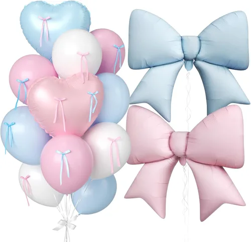 Miniatura 12 de 16 globos de corazón rosa, globos de lazo de 38 pulgadas, globo transparente rosa perla de doble relleno y arco en forma de corazón globo