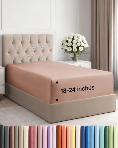 Miniatura 39 de Sábana bajera ajustable extra profunda tamaño completo – Sábana bajera individual de lujo para hotel únicamente – Se adapta fácilmente a colchones
