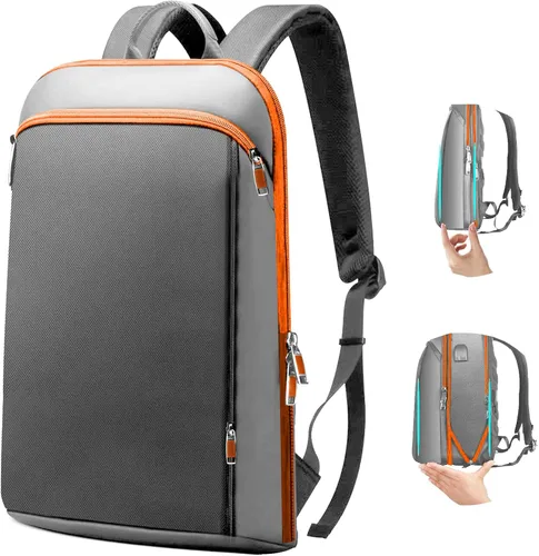 Miniatura 7 de ZINZ Mochila delgada y expandible para laptop de 15, 15.6 y 16 pulgadas, antirrobo, bolsa de viaje de negocios con USB, mochila multiusos de gran