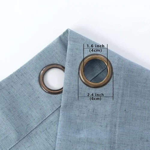 Miniatura 5 de KOUFALL Cortinas de lino azul piedra para dormitorio, 2 paneles de cortinas semitransparentes azul empolvado con ojales de bronce para sala