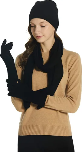 Miniatura 2 de EURKEA Conjunto de bufanda de cachemira 100% pura para mujer, guantes, gorro y caja de regalo